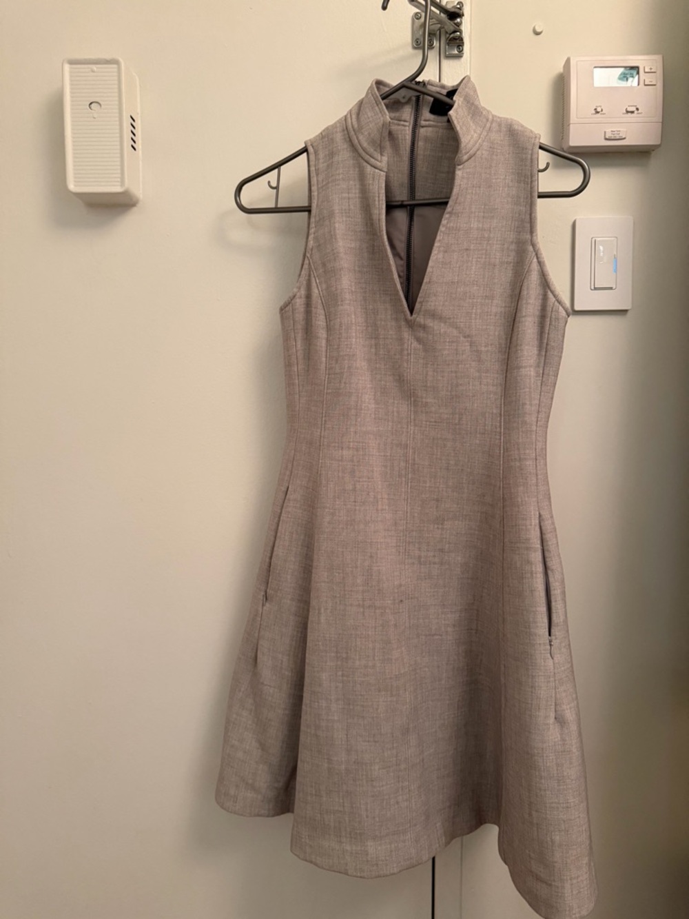 Sleeveless V-Neck A-Line Dress in Gray